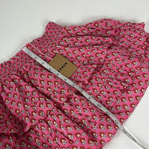 Mini Boden Sz 8-9 Y Tiered Print Skirt Elastic Waist Pink w/Silver Shimmer NWT - Picture 8 of 10
